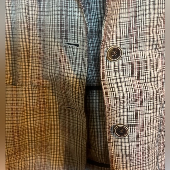 BANANA REPUBLIC Brown Tan Blazer Classic Plaid Suit Jacket- perfect staple - Picture 6 of 11